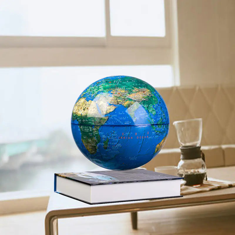 6-Inch Floating Globe with LED Light for Home Decor