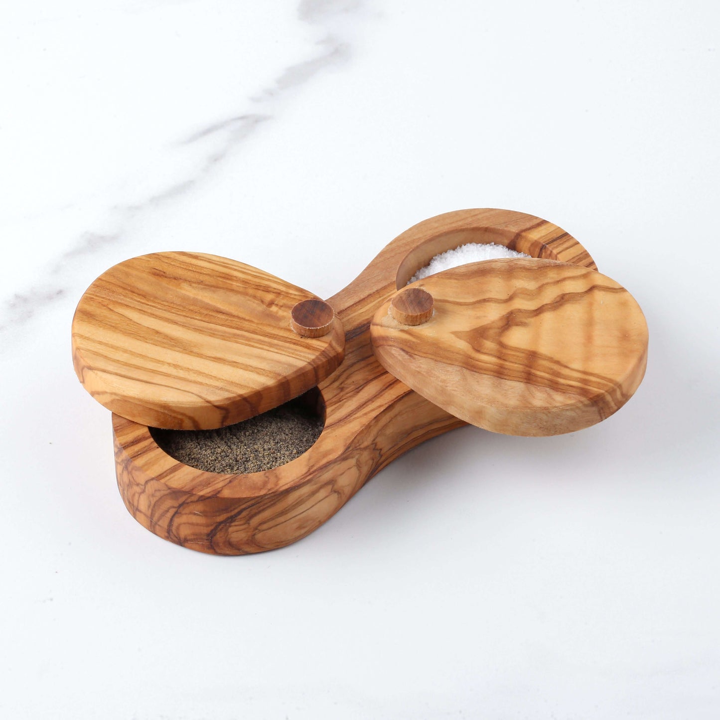 Handcrafted Olive Wood Salt and Pepper Box for Rustic Kitchen Charm