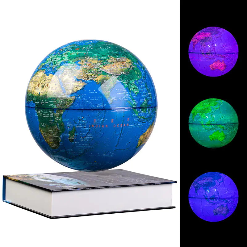 6-Inch Floating Globe with LED Light for Home Decor