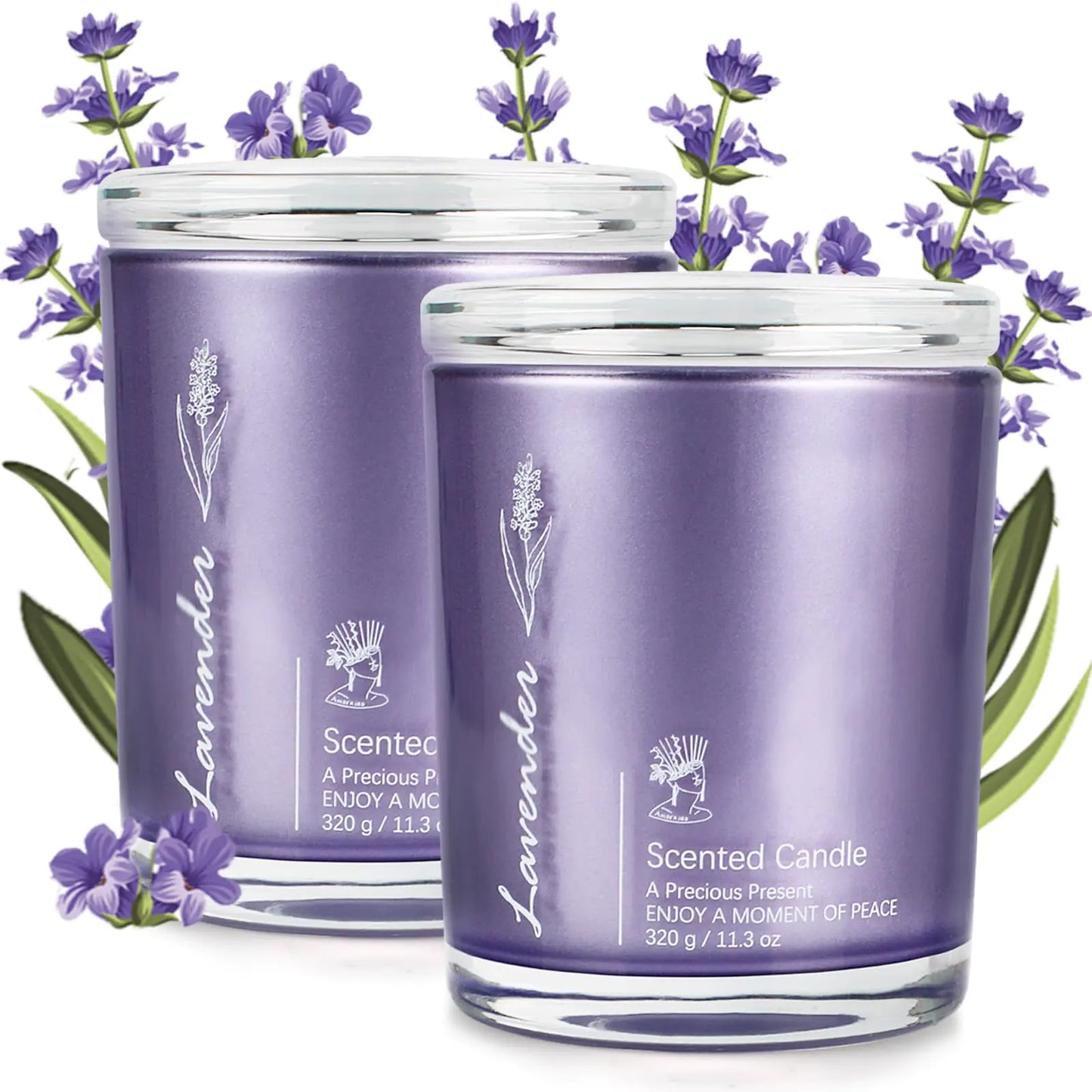 Lavender Candles for Home Scented 2 Pack 23oz Large Jar Lavender Candle Aromatherapy Highly Fragranced Scented Candle Set Candles Gifts for Women Mom Healing Candles Luxury Candles for Home