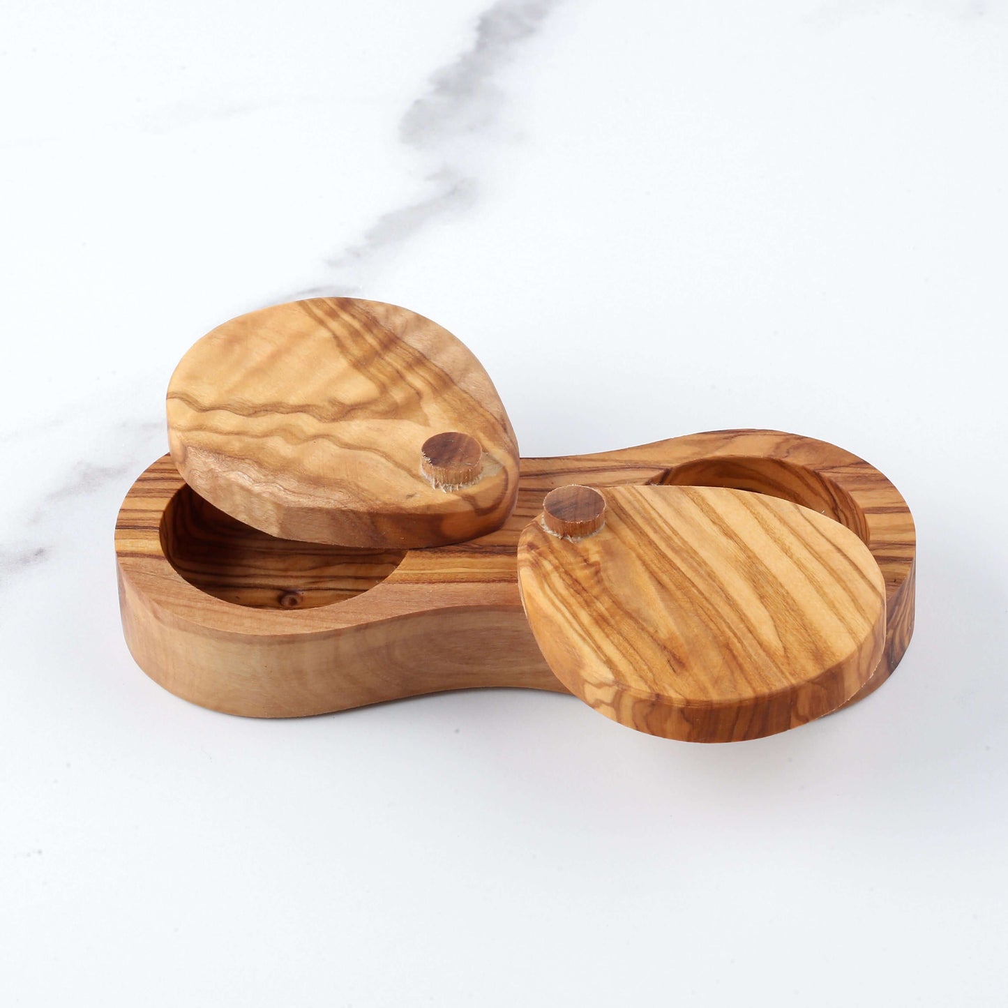 Handcrafted Olive Wood Salt and Pepper Box for Rustic Kitchen Charm