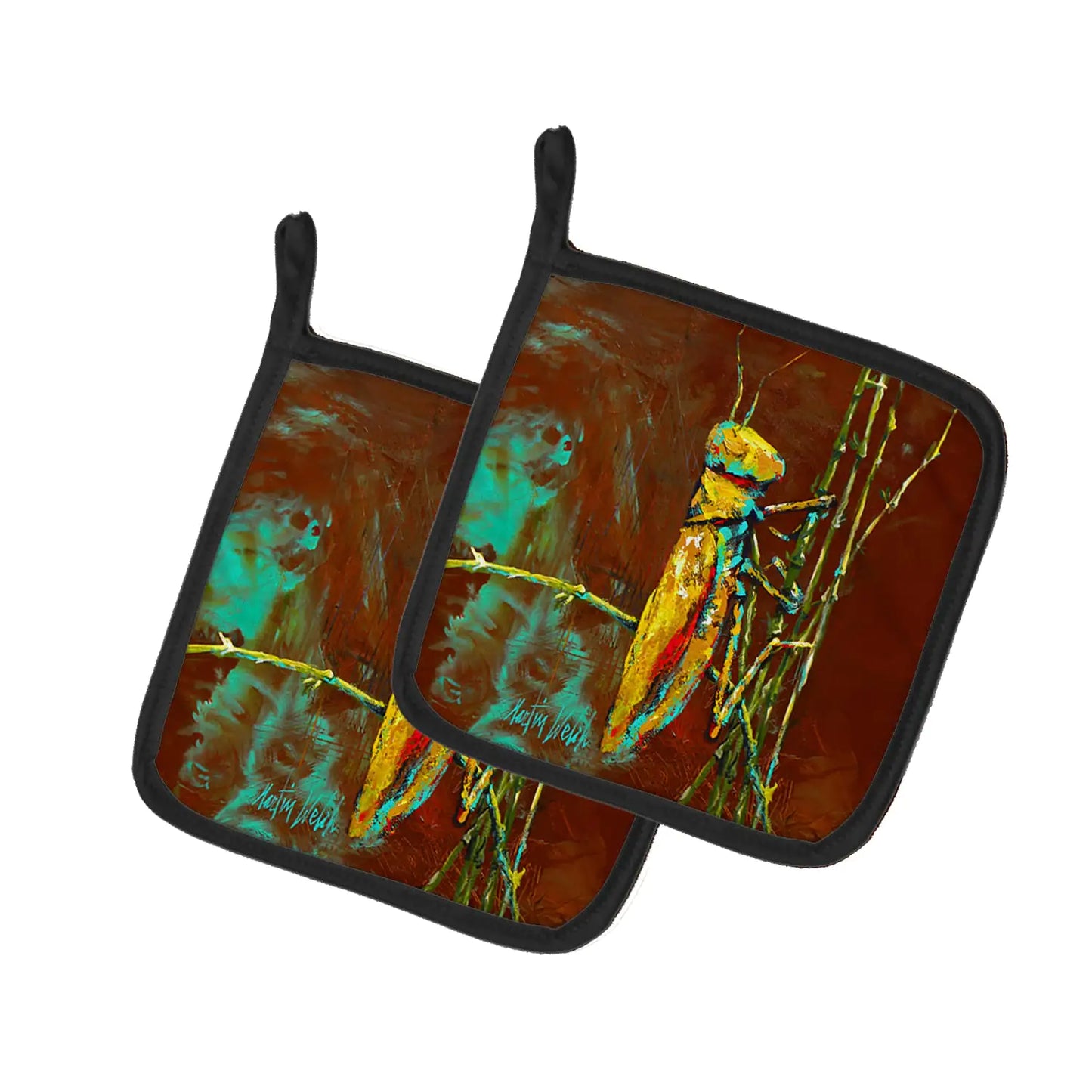 Stuck on Boo Grasshopper Pair of Pot Holders